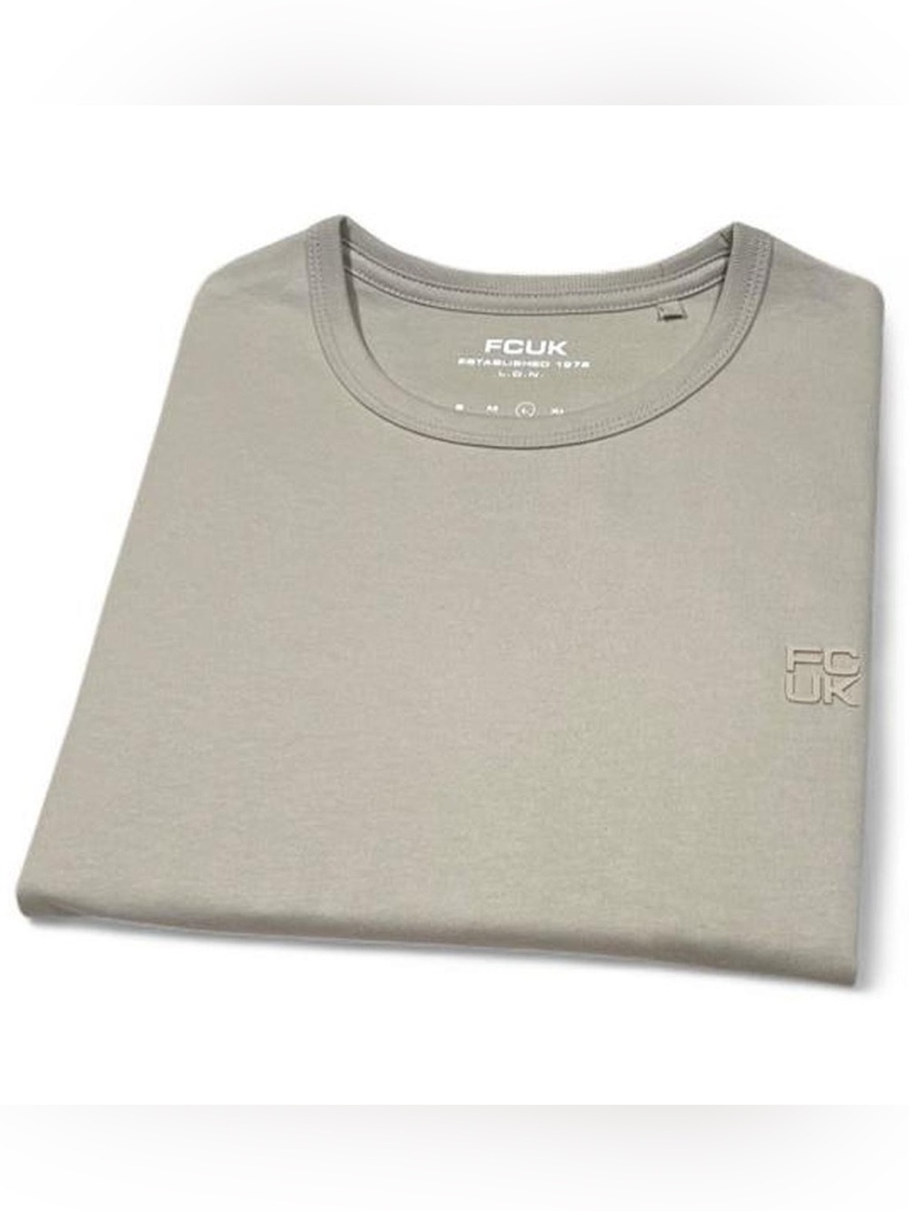 NWOT! French Connection FCUK Khaki T-shirt Size L Slim Fit Logo Streetwear